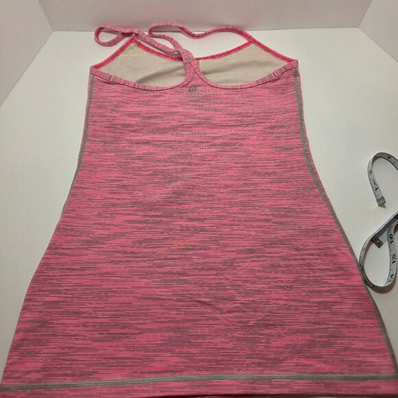 Lululemon Power Y Heathered Pink Racerback Tank w/ Built-In Bra - Picture 5 of 10